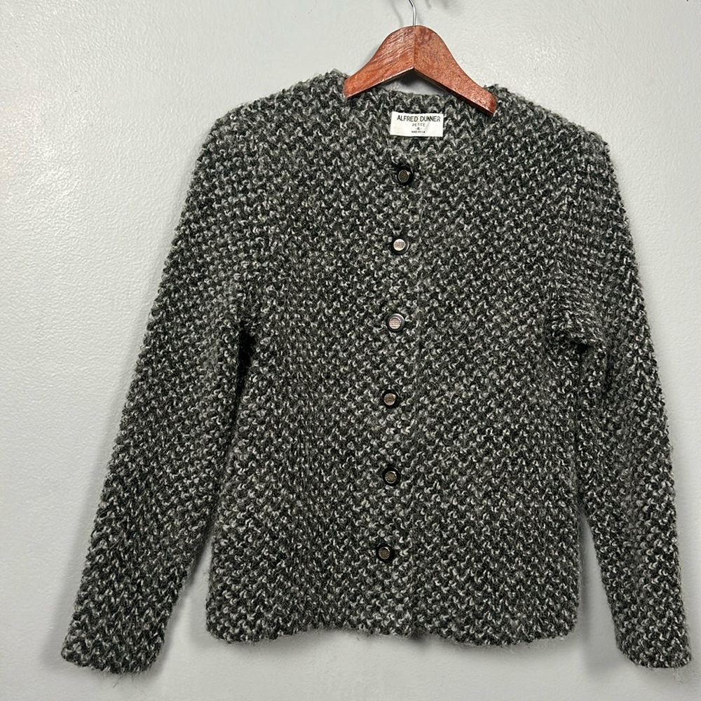 VTG Alfred Dunner Women's Gray Knit Tweed Boucle Jacket size 6 P